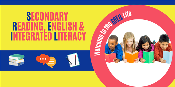 secondary reading english integrated literacy. Living the SREIL Life.A book, a text bubble, a notepad and students
